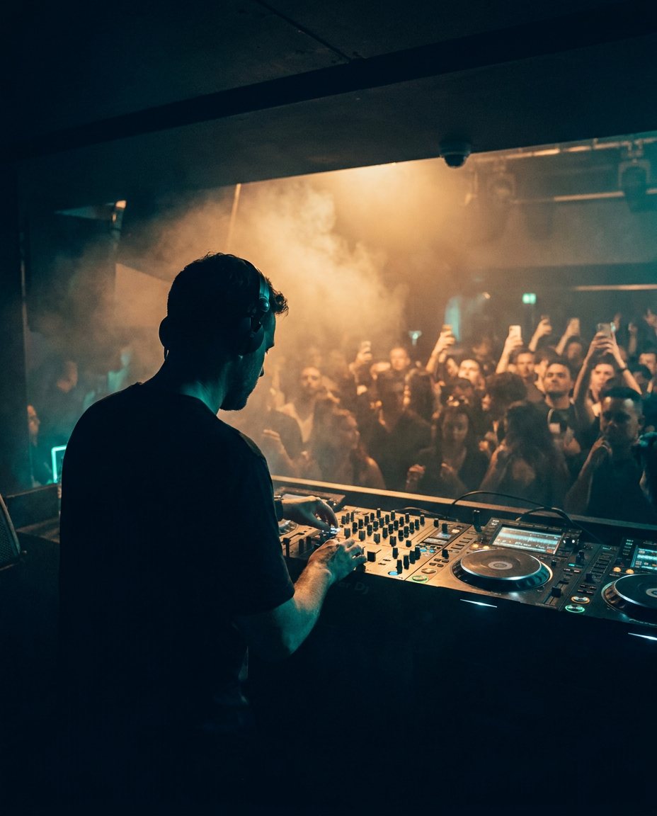 DJ en cabina durante una batalla